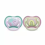 Philips Avent Ultra Air Soother: 2 chupetes ligeros y transpirables para bebés de 0 a 6 meses, sin BPA y con funda de transporte esterilizadora (modelo SCF085/59)