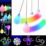 2 Bolas LED POI Pelotas Malabares - POI de Luz Multicolor Recargables por USB con Forma de Flor para Principiantes y Profesionales con Control Remoto | Pelotas de Malabarismo POI para Niños y Adultos