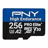 PNY Tarjeta microSDXC 256GB Pro Elite™ High Endurance C10 U3 V30 A2, hasta 100/90 MB/s de Lectura/Escritura, 4K UHD, Full HD, UHS-I, cámara de vigilancia y de Seguridad, Dash CAM