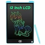 Coolzon Tableta de Escritura Color LCD 12 Pulgadas, Pizarra Digital Infantil, Portátil Tableta Gráfica Dibujo Borrable para niños y Adultos con Botón de Bloqueo para Hogar Escuela Oficina, Azul Claro