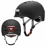 gridinlux® | Casco Safe & GO Negro Talla L | Luz Frontal y Trasera | Bicicleta y Patinete electrico | Movilidad Urbana | Unisex | Certificado Europeo CE y RoHS