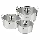 MasterPRO Smart - Batería de Cocina - Set de 6 Piezas Con Tapa de Cristal de 20, 24 y 28cm - Fabricadas en Acero Inoxidable - Cacerolas de Cocina - Compatibles con Todo Tipo de Cocinas