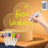 Joellfuner Luz Nocturna de Acrílico LED, Lampara Mesita Noche Niña para Escribir con Distintos, Lámpara Creativa LED de 16 Colores, Luz Nocturna Borrable, Regalo Personalizado Para Amigos (Cariñoso)