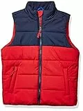 Amazon Essentials Chaleco Acolchado Pesado Niño, Azul Marino Rojo Bloque de Color, 3 años