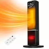 Aigostar Calefactor Cerámico con Imágenes de Chimenea 3D, 2000W, Mando a Distancia y Pantalla Táctil LED, 5 Modos & ECO, Silencioso, Temporizador 24H, Oscilante, Temperatura Ajustable de 5-35℃, 20 m2