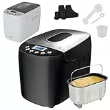 Arebos Panificadora 1500 g | con 15 programas | 2 ganchos para amasar | temporizador | pantalla LCD | 3 niveles de tostado y tamaños de pan | 850 W | Negro