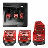 Pedales para Coche Manual,Pedal de Coche Universal para Pedales de Freno,Embrague y Aceleración,Funda de Pedal de Freno,Funda de Pedal de Antideslizantes para Coche,Pedal de Coche Universal,Rojo