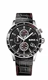 BOSS Reloj Cronógrafo de Cuarzo para Hombre Colección RAFALE con Correa de Cuero Negro - 1513390