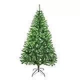SOLAGUA Árbol de Navidad Artificial C/Efecto Brillo, Arboles con Hojas de Espumillón 120cm a 210cm de Primera Calidad, Súper Natural con el Soporte Metálico.(Verde Brillo, 150cm 293Tips)
