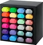 Faber-Castell 254602 Juego de 24 Subrayadores en un Elegante Organizador de Escritorio, Subrayadores Pastel, Metálicos y Neón con Punta Biselada de Precisión, Diseño Plano Ergonómico