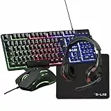 THE G-Lab Combo Sulfur - Pack Gaming 4 en 1 - Teclado de ratón Gamer RGB, ratón Gamer 3600 dpi, Auriculares Gaming RGB, Alfombrilla Antideslizante - Setup Completa PC, PS4, PS5, Xbox - Disposición