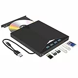 Arozxin Reproductor y Grabadora de DVD/CD Externo USB 3.0 y Tipo-C con Lector de Tarjetas SD/TF y USB, CD-ROM CD-RW VCD para Windows 7/8/10/ Vista/XP/Mac OS, Laptop, Desktops