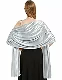 Xnova Chal de fiesta Mujer Estolas para Bodas Elegante Pashmina Bufanda Mujer Pañuelos para Fiesta Boda, Noche Fular Vestido Mantón(Plata,Talla única)