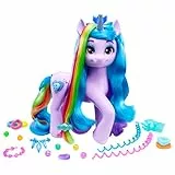 My Little Pony Izzy Moonbow Unicornio Interactivo – Más de 25 Reacciones, Mechón Arcoíris Oculto, Cola Giratoria, 17 Accesorios de Peluquería, Sonidos y Frases, 24 cm, Juguete para Niñas