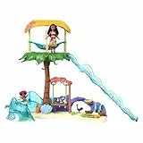 Mattel Disney Vaiana 2 Conjunto de juego Aventuras en la isla de Vaiana con muñecas pequeñas de Vaiana y Simea, 2 personajes amigos, 5 áreas de juego y 8 accesorios, JFF13