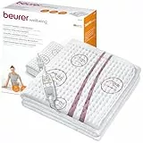 Colchoneta térmica Beurer UB 90 Comfort con dos zonas de temperatura y 9 niveles de temperatura cada una, con reinicio automático y control ecológico, 150 x 80 cm, lavable a máquina, 75 vatios