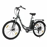 Touroll B1 Bicicleta Eléctrica de Ciudad, Batería Extraíble de 90-40 km de Autonomía, 26'’ E-Bike Suspensión Delantera, Batería 36V 15.6Ah, 15/20/25 KM/H, 120KG Carga Máxima