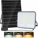Aigostar - Foco proyector LED solar con mando a distancia，16000mAH，gran panel solar y batería de gran capacidad，regulable 3000/4000/6500K，IP66，cable 2m，Luz solar para exterior y jardín，patios.