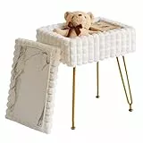IBUYKE Silla de Maquillaje Rectangular, con Espacio de Almacenamiento, Taburete otomano, Silla de Mesa de Maquillaje, con pies Antideslizantes, Blanco WBD004W