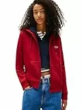 Tommy Jeans Sudadera con Capucha para Mujer de Peso Medio con Cremallera y Logotipo y cordón, Regatta Rojo, M