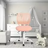 FurnitureR Silla de Oficina Multiusos para niños, Silla de Trabajo sin apoyabrazos de Altura Ajustable, Silla de Estudio giratoria Colorida para la Escuela y la Oficina en casa, Rosa