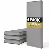 TONOR 4 PCS Grande Espuma Acústica Paneles，90x30x6 cm，Paneles Acústicos de Fibra de Vidrio 3D con Autoadhesivo Completo, Panel Pared Decorativo, para Estudio, Sala de Estar, Hogar, Oficina, Gris