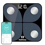 Healthkeep Bascula de Baño Digital, Bascula Grasa Corporal y Muscular con App, Bascula Inteligente para Fitness, 13 Monitores de Composición Corporal Peso IMC Muscular