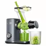 AMZCHEF Juicer Compacto Con Dos Modos De Alimentación Para Uun Uso Fácil - Extractor De Zumos Y Verduras De Alta Tecnología Con Masticación Inversa Y Un Rendimiento De Zumo Ultra Alto - Gris