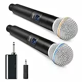 HUACAM Micrófono de Mano inalámbrico con Receptor Recargable, Adecuado para Karaoke, Canto, Fiestas, Bodas, DJ, discursos, 200 pies