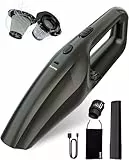TANYO Aspirador de Mano inalámbrico para Coche, Aspirador portátil para Coche con 120W de Potencia de succión y Filtro HEPA Inoxidable, Mini Aspirador de Mano Recargable para casa, Oficina, Coche