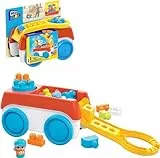 Mega Bloks Remolque con Bloques de construcción de Colores para Arrastrar, Incluye Figura y 20 Piezas, Juguete +1 año (Mattel HHN00)