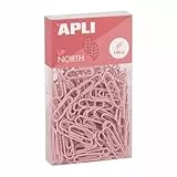 APLI 19980 -Clips de Oficina Metálicos 28 mm - Paquete de 140 unidades en Color Rosa - Estilo Moderno - Accesorios de Escritorio Upnorth