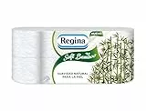 Regina Soft Bamboo - 8 Rollos de Papel Higiénico 3 Capas, 160 Hojas, Suavidad Natural para tu Piel, fabricado con Fibras de Bambú, Envase de Papel, Certificación FSC