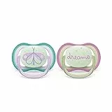 Philips Avent Ultra Air Soother: 2 chupetes ligeros y transpirables que brillan en la oscuridad para bebés de 0 a 6 meses, sin BPA y con funda de transporte esterilizadora (modelo SCF376/19)