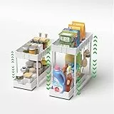 Meltrck 2 Paquete Organizador Cocina 2 Niveles para Debajo del Fregadero - Organizador Estantería Estante Almacenamiento Debajo Fregadero con Ajuste de Altura - 4 Alturas (32cm-46cm),Blanco