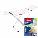 Vileda Tendedero Extra con Patas en X | Tubos 5 Veces Más Resistentes | Líneas XL para Menos Marcas en Ropa | 20M de Espacio de Secado | Soporte para Calcetines | Fácil Transporte Gracias a las Ruedas