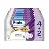 Regina Sensación - 42 Rollos de Papel Higiénico, 175 Hojas de Triple Capa, Extracto Natural de Algodón Y Delicadamente Perfumado, Envase de Plástico Reciclado al 60%, Papel 100% Certificado FSC