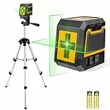 Nivel Laser Autonivelante con Tripode,ASOBRIS Nivel Láser Verde Líneas Cruzadas Horizontales y Verticales,Laser Level pare Colgar Cuadros Construcción Uso Interior y Exterior,2 x Batería Incluida