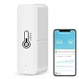 Molczov Termómetro higrómetro Inteligente WiFi, Sensor de Temperatura y Humedad Bluetooth para Interiores y Exteriores, aplicación de termómetro WiFi Alexa Remoto para el hogar. 1 Paquete.