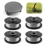 Bobina y línea para desbrozadora Bosch,4 pcs bobina de repuesto de recortadora cortabordes para F016800569,1 tapas para F016F05320 compatibles con Bosch EasyGrassCut 18/23/26/18-230/18-260(Ø1.65mm 6m)
