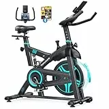 Toputure Bicicleta Estática para Uso DoméStico con APP y Volante 15KG, Muelle Amortiguado para Absorción de Impactos, Bicicleta de Spinning Magnética para Interior, Fitness y Cardio en Casa, MAX 160KG