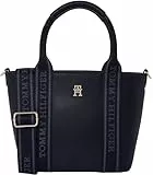 Tommy Hilfiger Bolso Tote Mujer Mini Logotape pequeño, Azul (Space Blue), Talla Única