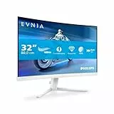 Philips EVNIA 32M2C5501 Monitor Gaming 32' QHD Curvo, 180Hz, WLED, 1 ms GtG, Fast VA, HDR10, Adaptive Sync., FreeSync Premium, Altura Ajustable (2560x1440, 2X HDMI 2.0, 1x DP 1.4) Blanco