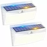 Peasur Luz Solar LED Exterior Jardin Marco Blanco/368LED Luces Solares con Sensor de Movimiento, IP65 Impermeable Focos LED Exterior Solares, Superbrillante Lamparas Solares