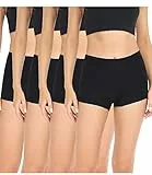 wirarpa Bragas Pantalónes Cortos Mujer Culotte Shorts Braguitas Boxer Algodon con Entrepierna Algodón Pack de 4 Negro Talla S