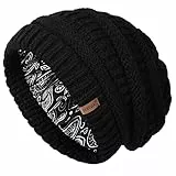 FURTALK Slouchy Beanie Sombreros para Las Mujeres de satén Forrado Sombrero de Punto de Doble Capa Suave y cálido Sombrero de Invierno Beanie para Las niñas