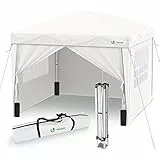 VOUNOT® Carpa Plegable Gazebo 3x3m con 4 Paredes y 4 Bolsas de Arena, Cenador Pabellón de Jardín para Camping, Fiestas, Exterior, Color Blanco