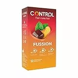 Control Preservativos Fussion. Caja de 12 Condones Sabores Variados, Chocolate, Melocotón y Menta, Lubricados, Sexo Seguro. Disfruta de unos Preservativos con Ajuste Perfecto para una Relación Segura.