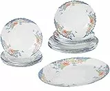 Dajar Arcopal - Juego de mesa FLORINE de 19 piezas, vidrio, blanco, rojo, azul, amarillo, 33 x 33 x 31 cm