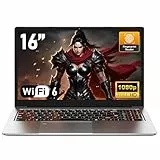 NAIKLULU 16 Pulgadas 2025 Gaming Ordenador Pc Portatil R-7 5825U Procesador (2.0 to 4.5Ghz), Gamer Laptop 32GB RAM 1TB SSD, Teclado Retroiluminado, Desbloqueo por Huella, Webcam/Tipo-C